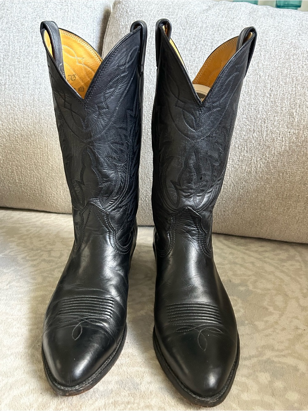 Mens Nocona Black Leather Western Cowboy Boots - Men 9
